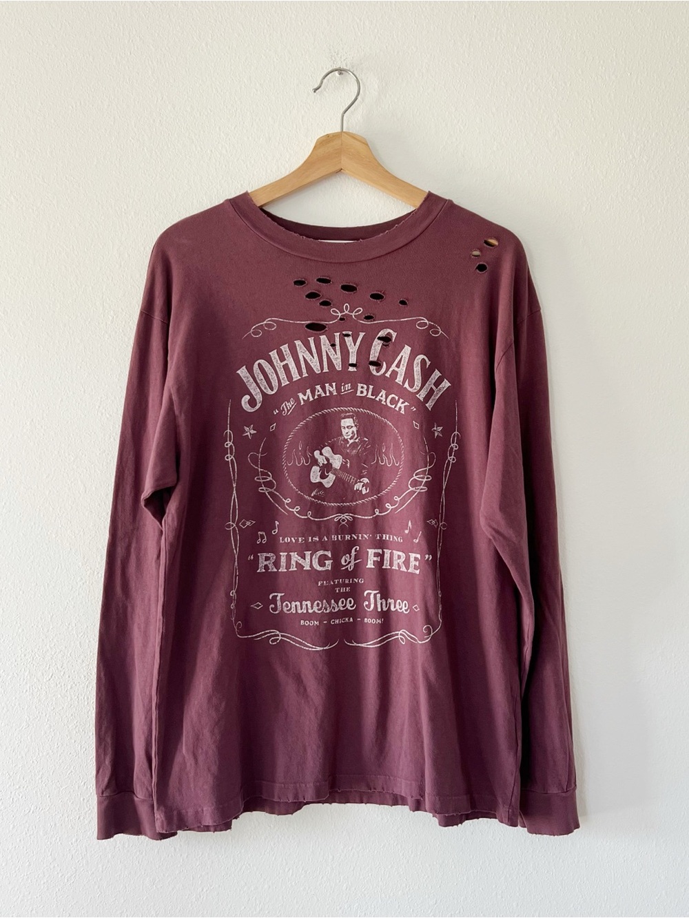 DAYDREAMER | Johnny Cash Ring of Fire Distressed Long Sleeve Tee Huckleberry | M - Picture 2 of 5